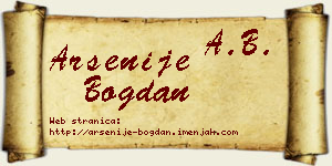 Arsenije Bogdan vizit kartica